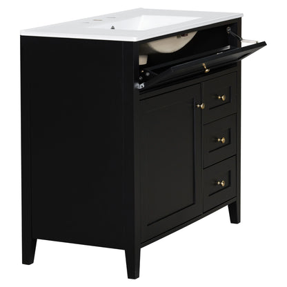 Bathroom Vanity With Sink, Cabinet With 3 Drawers And Adjustable Shelf