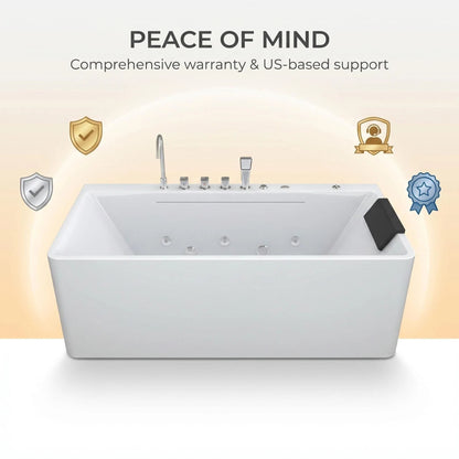Xavier - Single Massage Bathtub, Equipped With Gfci Plug And Ul Certified Water Pump, Upc Certified Drain - Milk White