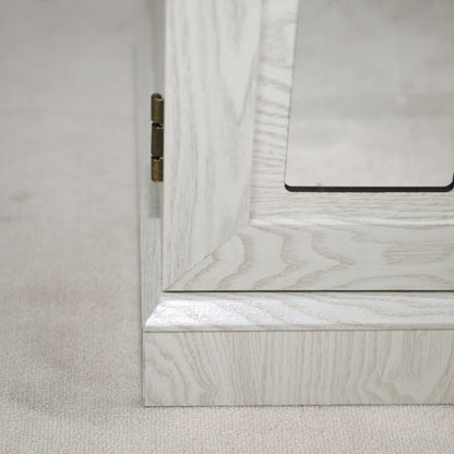 Sideboard Cabinet With Mirrored Doors, Adjustable Shelf, Metal Handles
