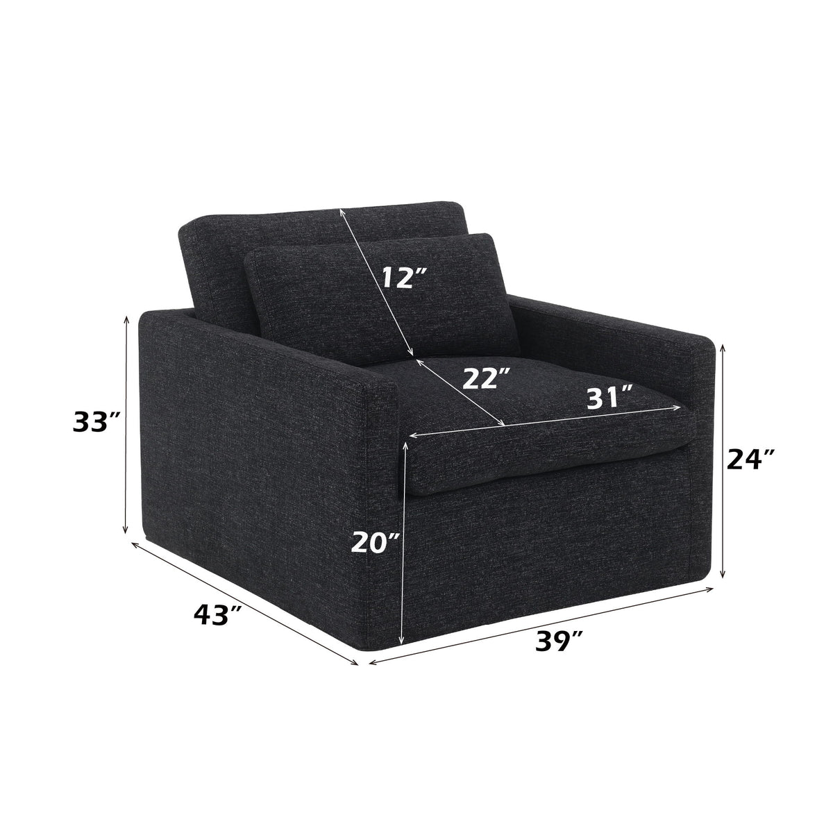 Naveen - Swivel Chair With 1 Toss Pillow