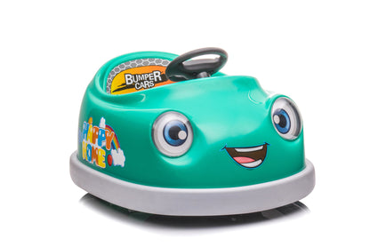 Bumper Car For Kids, 12V Dual Drive 1-6 Years Old Children's Electric Car With Pushrod Dinner Plate USB Bt Music Rocking Horse Mode Anti-Collision Bumper Ride On Car