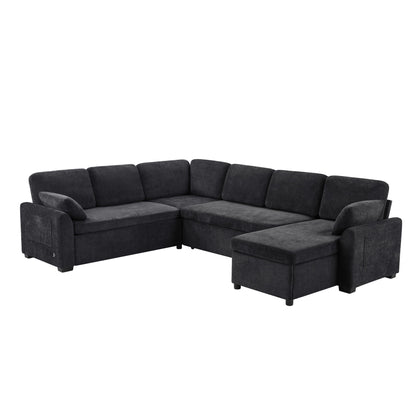 Convertible U-Shaped Sectional Sofa Bed With Reversible Chaise