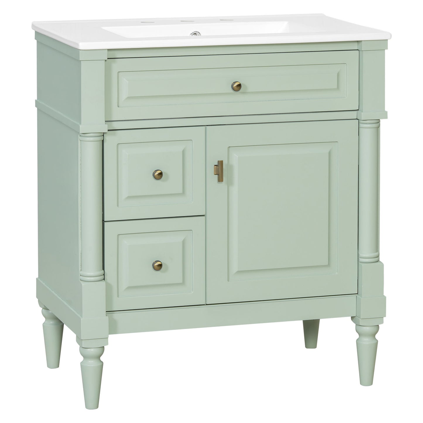 Modern Bathroom Vanity With Sink, Freestanding Cabinet With Flip Drawer & Adjustable Shelf