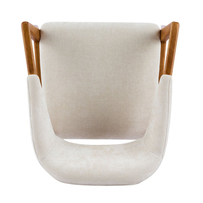 Indoor Upholstered Dining Armchair (Set of 2) - Beige / Teak