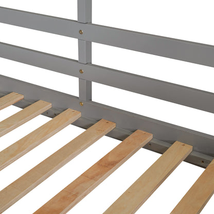 Bunk Bed Wood Bed & Roof, Window, Guardrail, Ladder