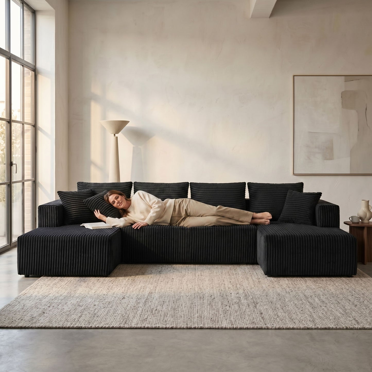 U-Shaped Modular Sectional Sofa With Double Chaise, Oversized Deep Seat For Living Room