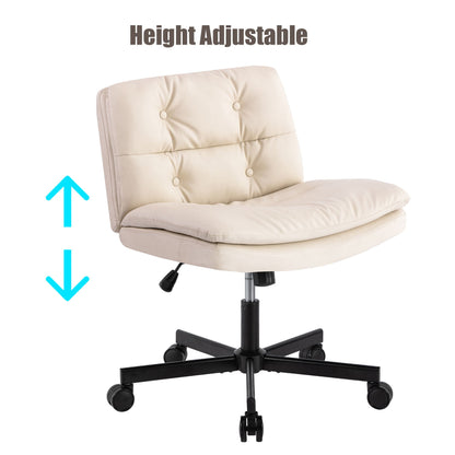Large Size Swivel Home Office Desk Chair Armless Office Room Chair - Beige
