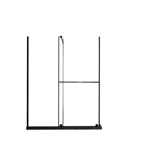 Glass Shower Door, Shower Sliding Door Walk In Shower Screen Dual Usage, 1 / 4" Thick Glass Panel With Stainless Steel Handle, Supporting Bar - Black