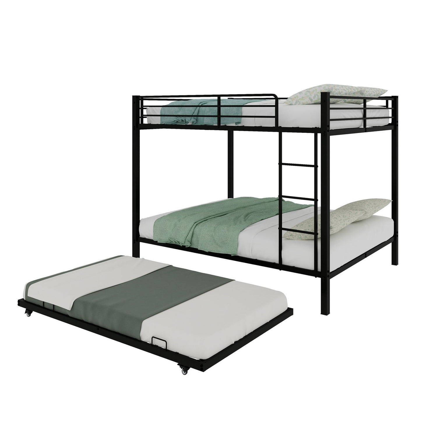 Bunk Bed For Kids, Convertible Frame With Ladders & Guardrail