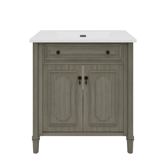 Vintage Bathroom Vanity With Sink, Rustic Cabinet With Soft Close Doors