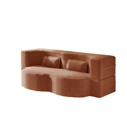 Modern Floor Sofa With 2 Pillows, Convertible Twin Size Folding Mattress For Living Room