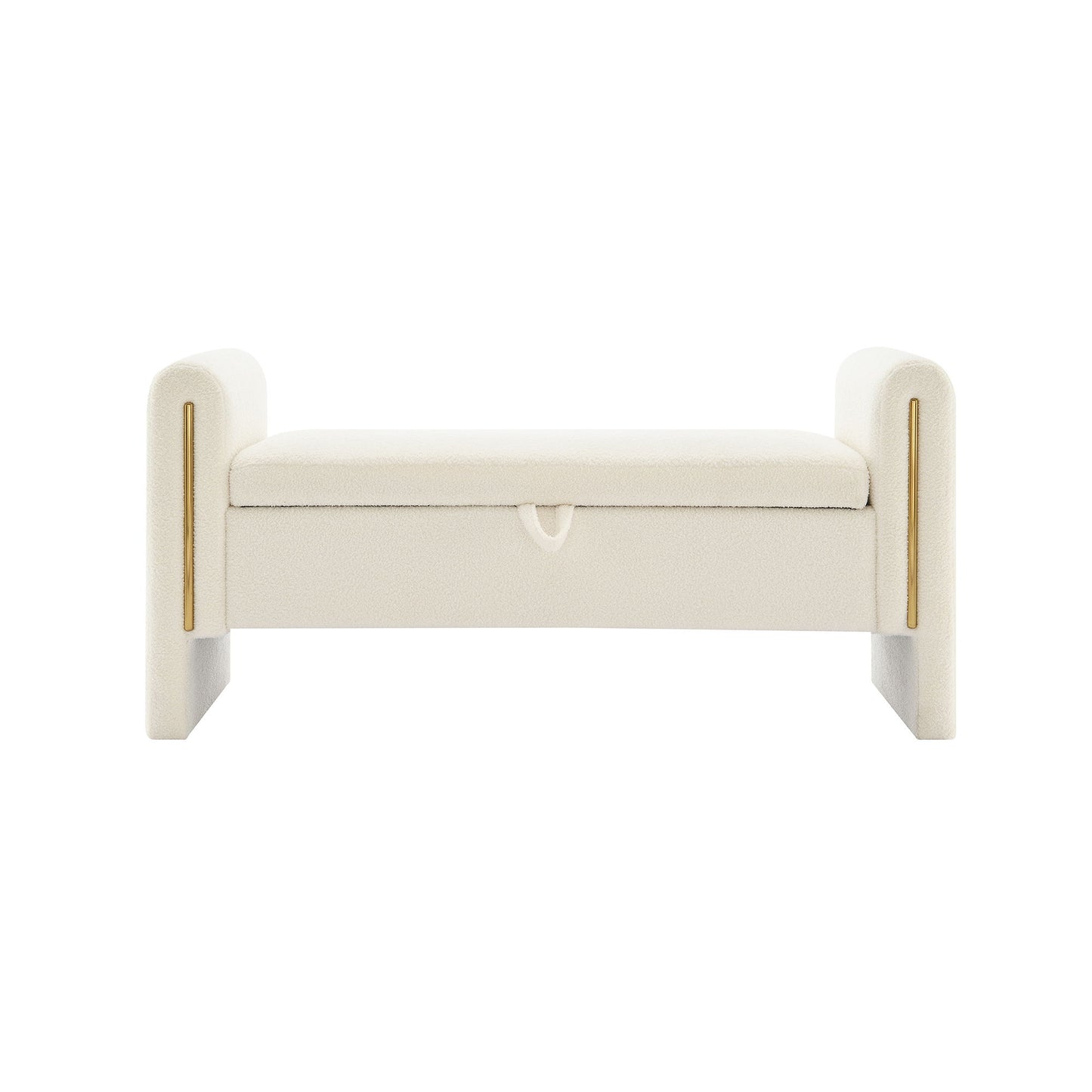 Modern Teddy Upholstered Large Bed End Bench With Arms And Storage