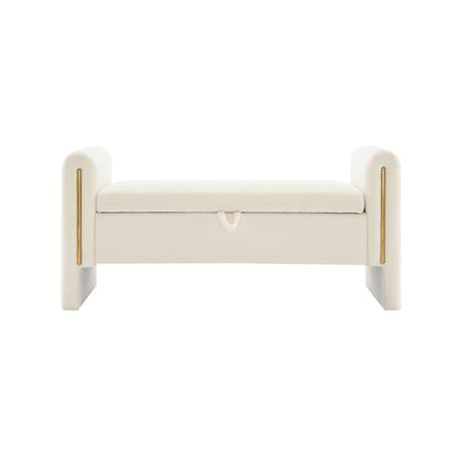 Modern Teddy Upholstered Large Bed End Bench With Arms And Storage