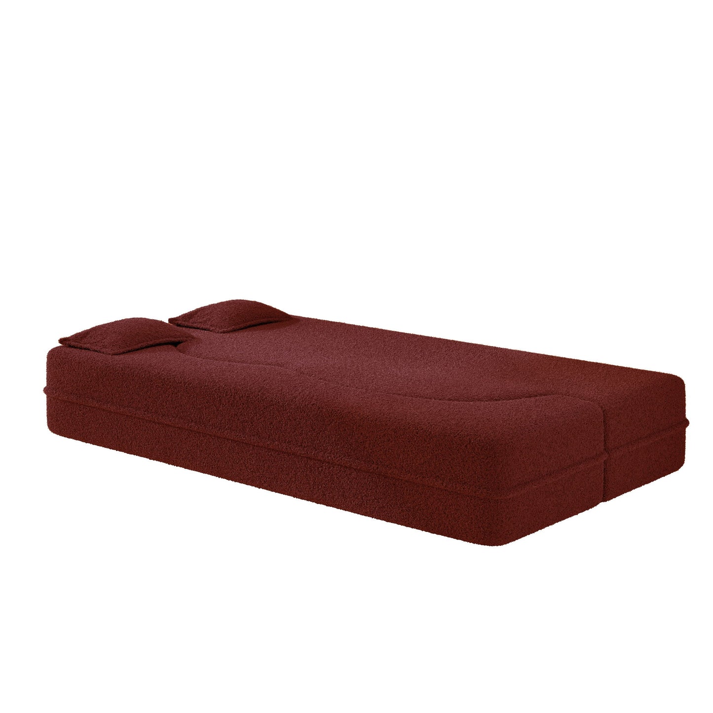 Modern Floor Sleeper Sofa Bed With 2 Pillows, Convertible Twin Size Folding Mattress For Living Room