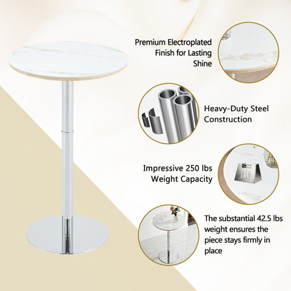 Circular Bar Table - White / Silver