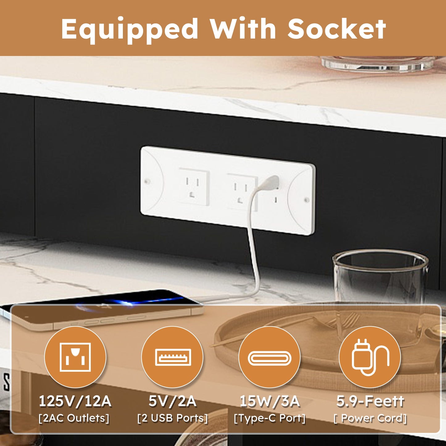 Kitchen Island With Extendable & Rotating Table
