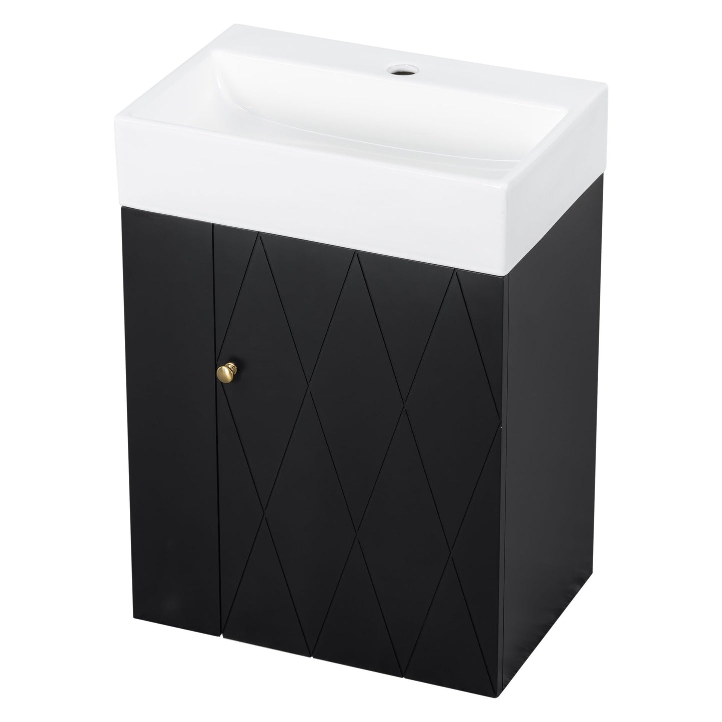 Modern Bathroom Vanity With Sink, Diamond Pattern Doors