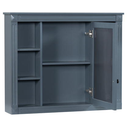Wall Mounted Bathroom Storage Cabinet With Mirror, Cabinet With 6 Open Shelves And Adjustable Interior