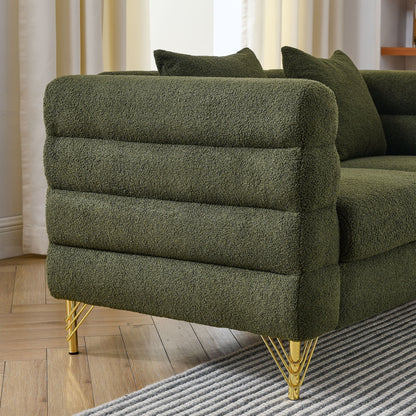 Oversized 2 Seater Sectional Sofa With Deep Seating And 2 Pillows