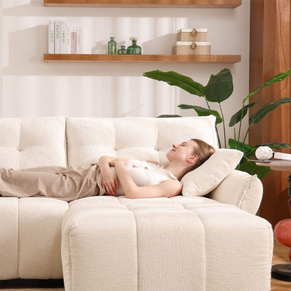 Sofa Set With Ottoman And Pillows, Textured, High Resilience Cushions