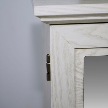 Sideboard Cabinet With Mirrored Doors, Adjustable Shelf, Metal Handles