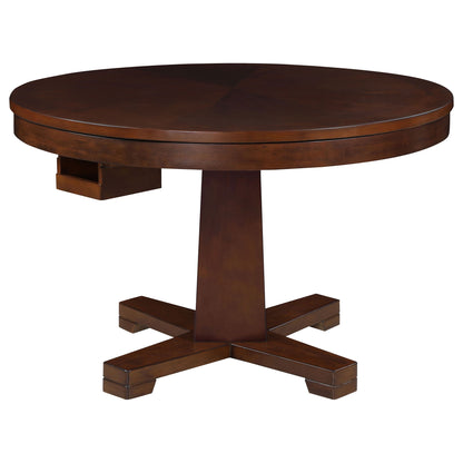 Calloway - Round Game Table With Pedestal Base - Dark Brown