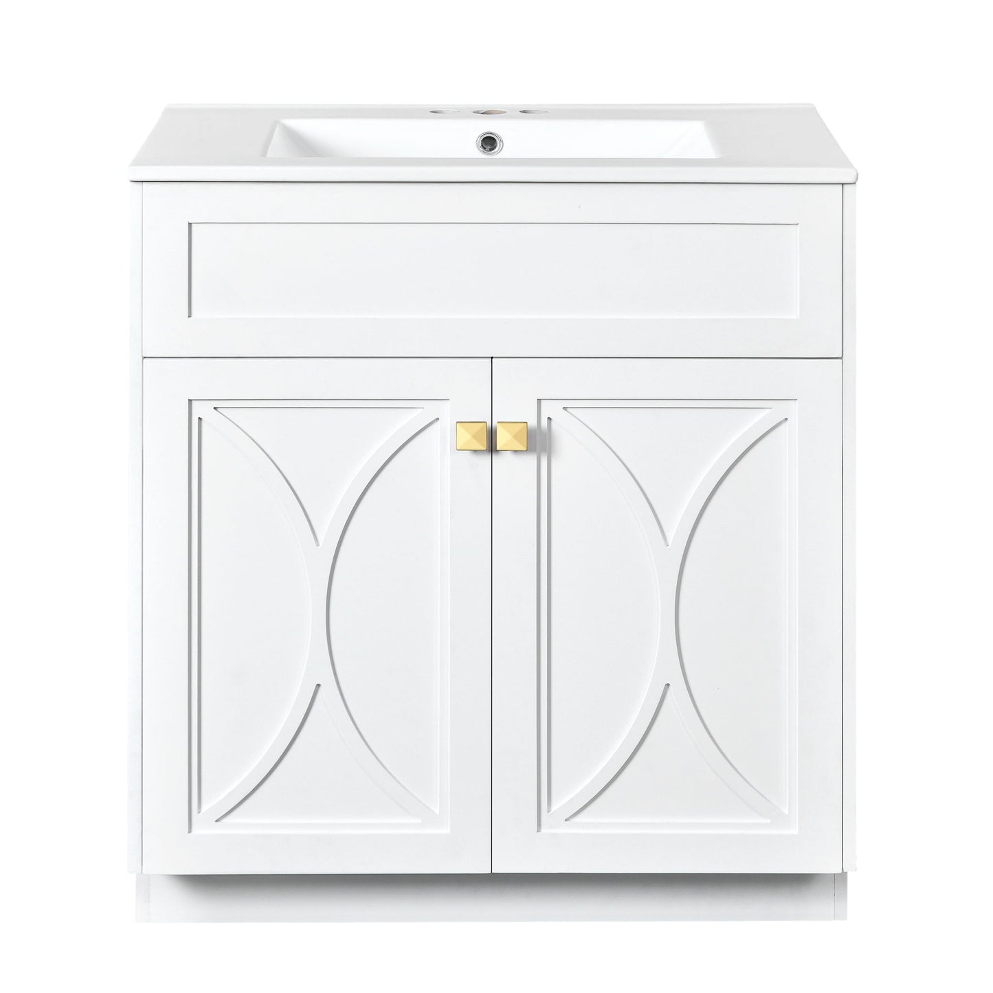 Bathroom Vanity With Sink, Freestanding Storage Cabinet With Handles, Soft Closing Doors