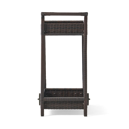 Resin Wicker Bar Cart With Metal Frame - Brown