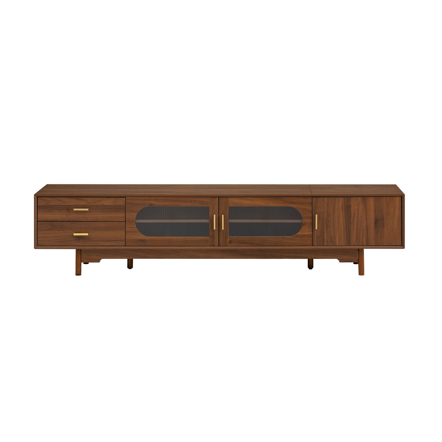 Modern TV Stand With Fluted Glass Doors & 2 Drawers