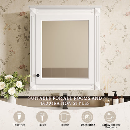 Wall Mounted Bathroom Storage Cabinet With Mirror, Medicine Cabinet With Height Adjustable Shelf