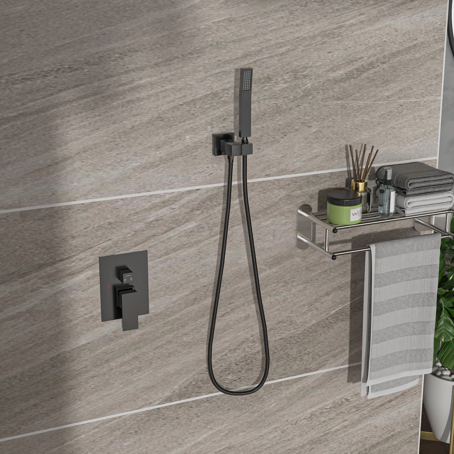 Dual Shower Head System With 12" Square Rain Shower And Rough In Valve