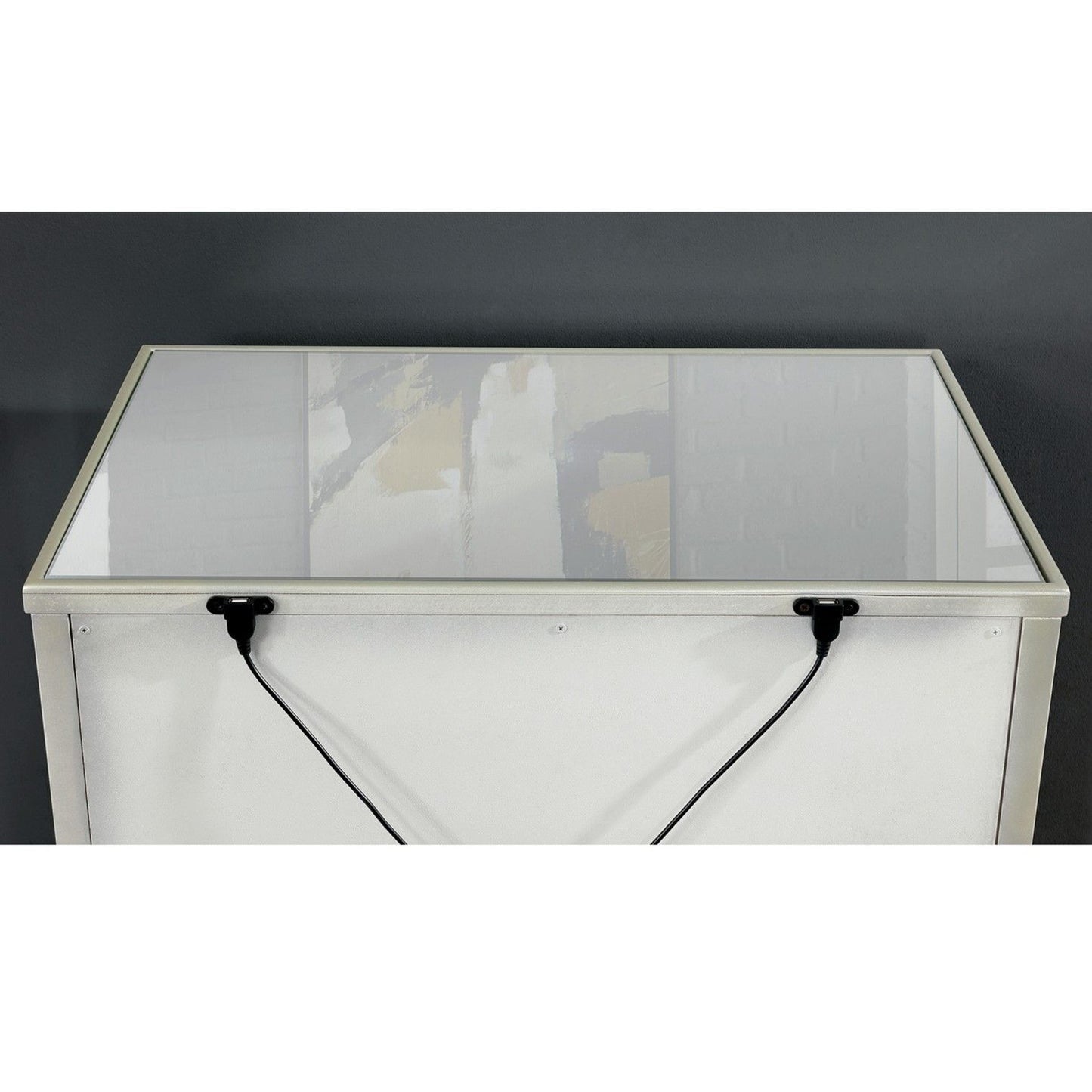 Nightstand With Mirror Panels - Silver