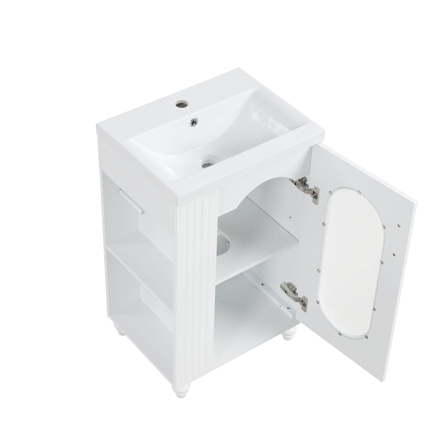Modern Bathroom Vanity With Sink, Adjustable 2 Tier Shelf