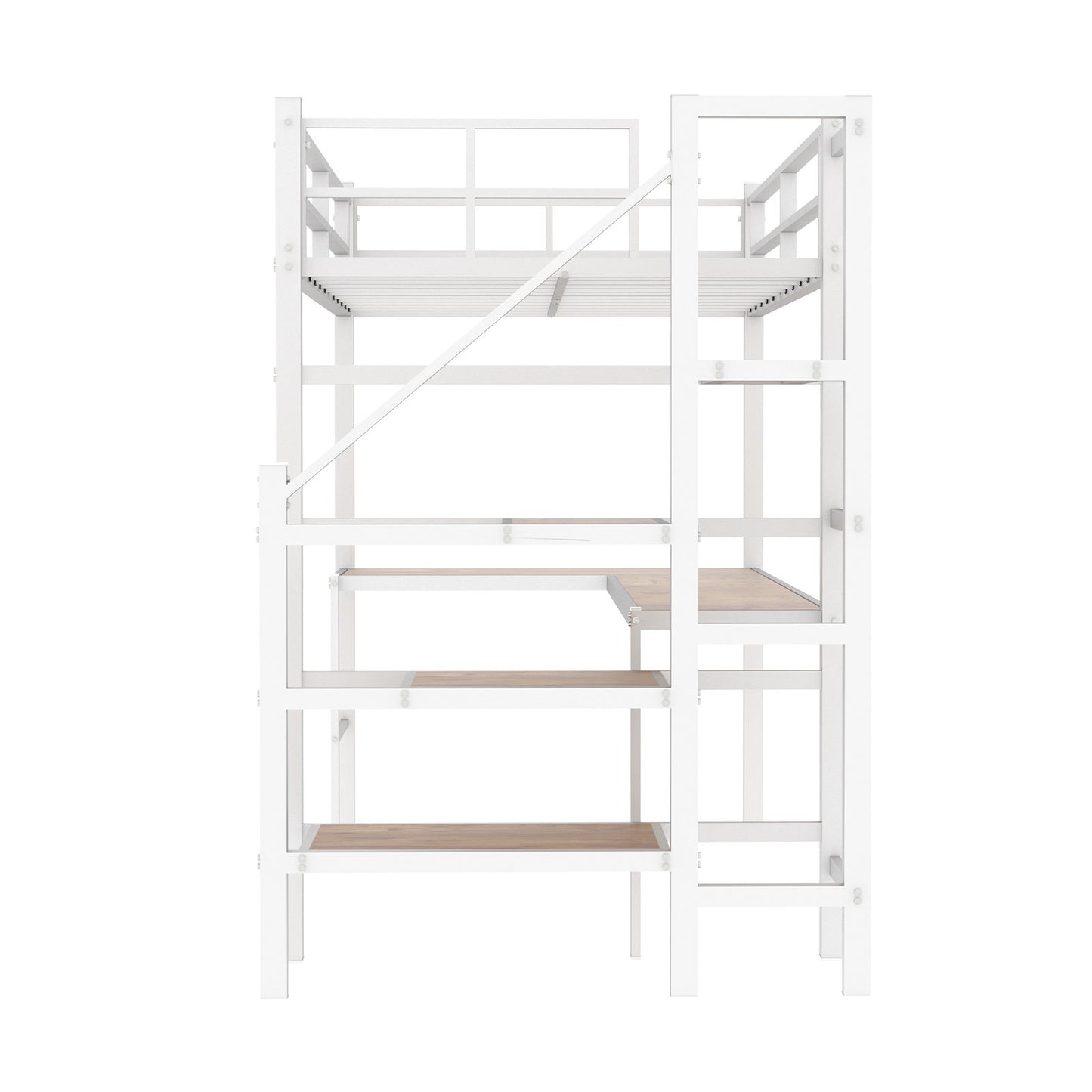 Loft Bed With L-Shaped Desk, Large Storage Space