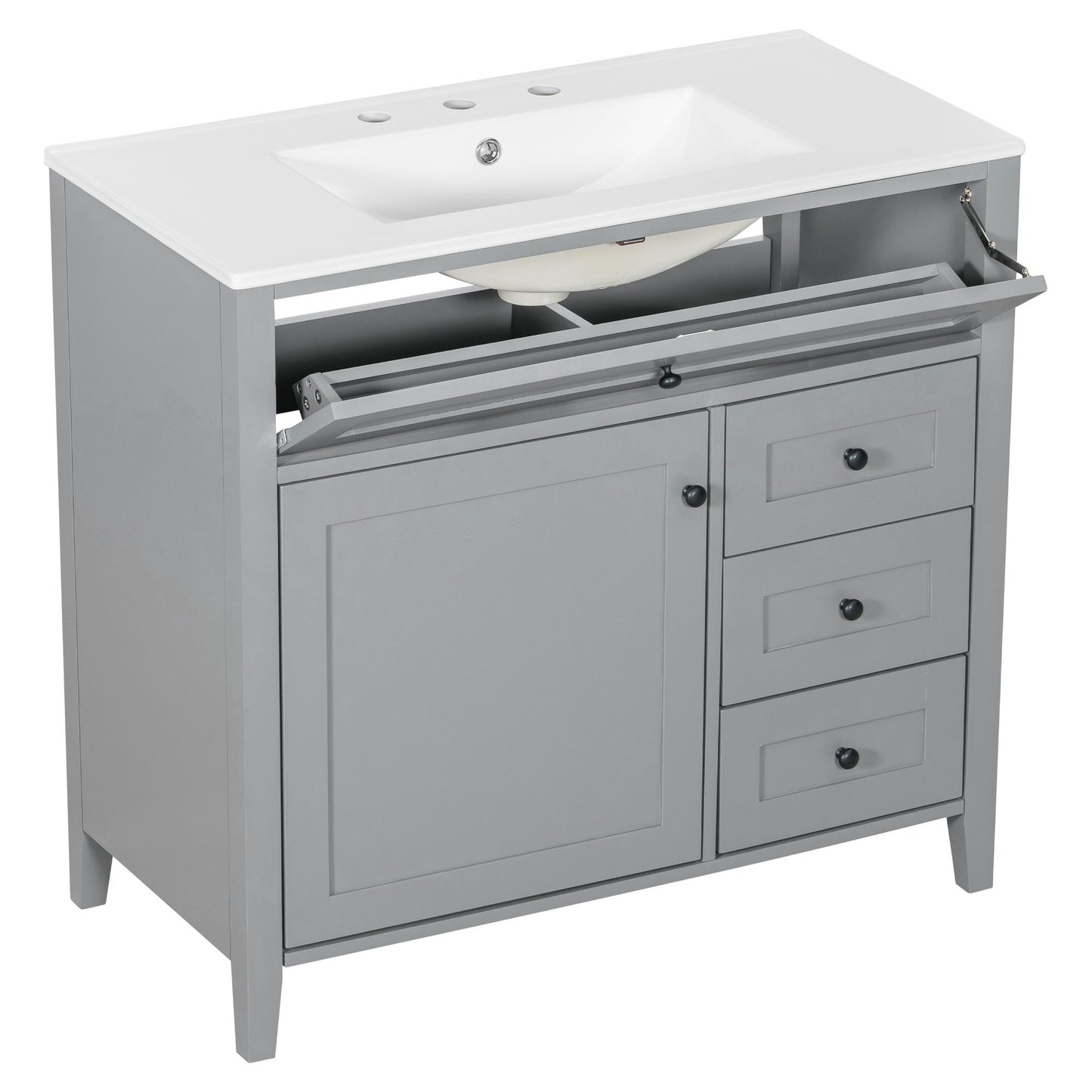 Bathroom Vanity With Sink, Cabinet With 3 Drawers And Adjustable Shelf