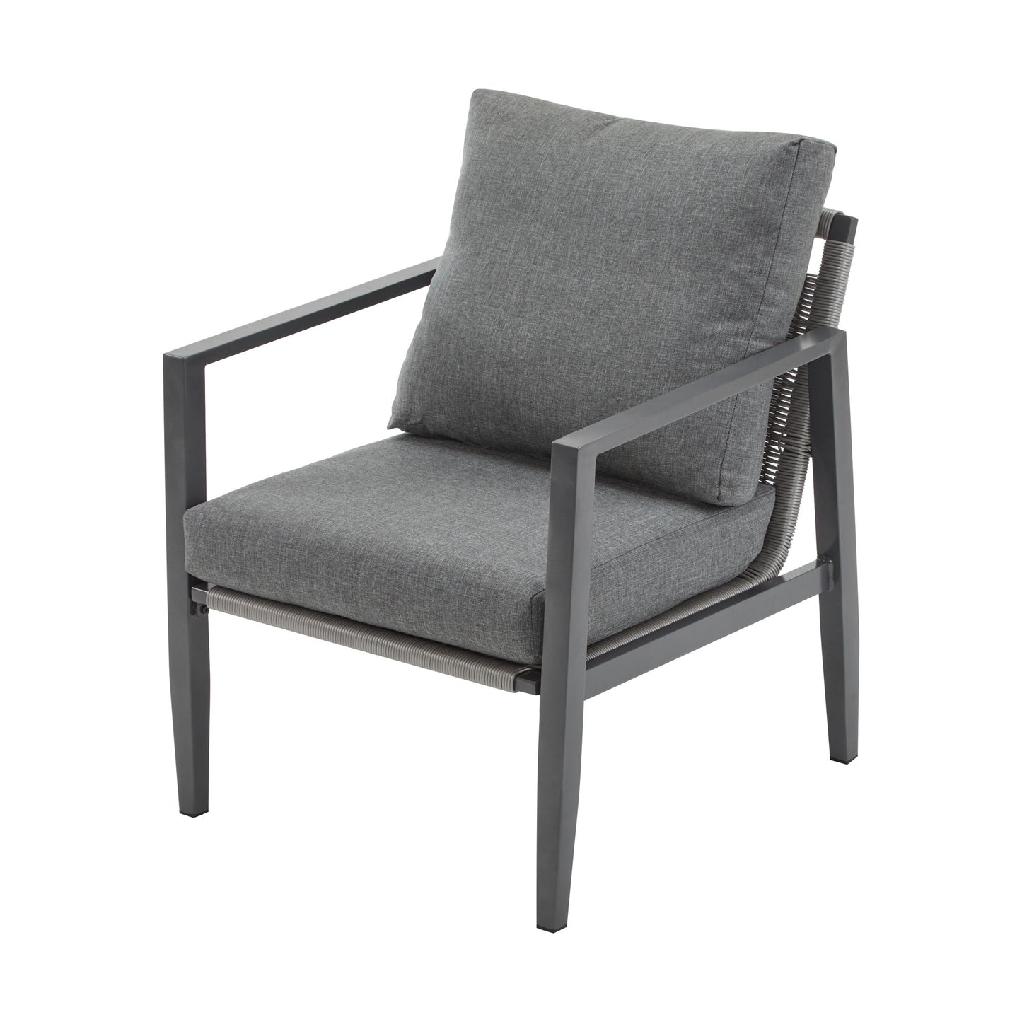 Modern Lounge Chair With Rope Accents And Cushions