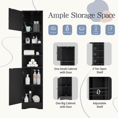 Multi Functional Corner Cabinet With Adjustable Shelves And 2 Doors
