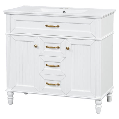Modern Freestanding Bathroom Vanity With Sink, Cabinet, Soft-Close Drawers, Tip-Out Tray