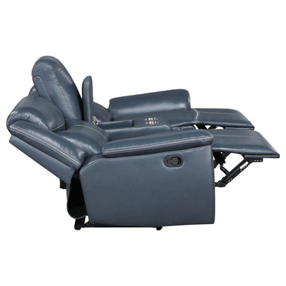 Stanwicke - 2 Piece Motion Reclining Sofa Set With Contrast Stitching - Blue