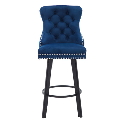 Swivel Bar Stools With Button Tufted Design And Rivet Trim