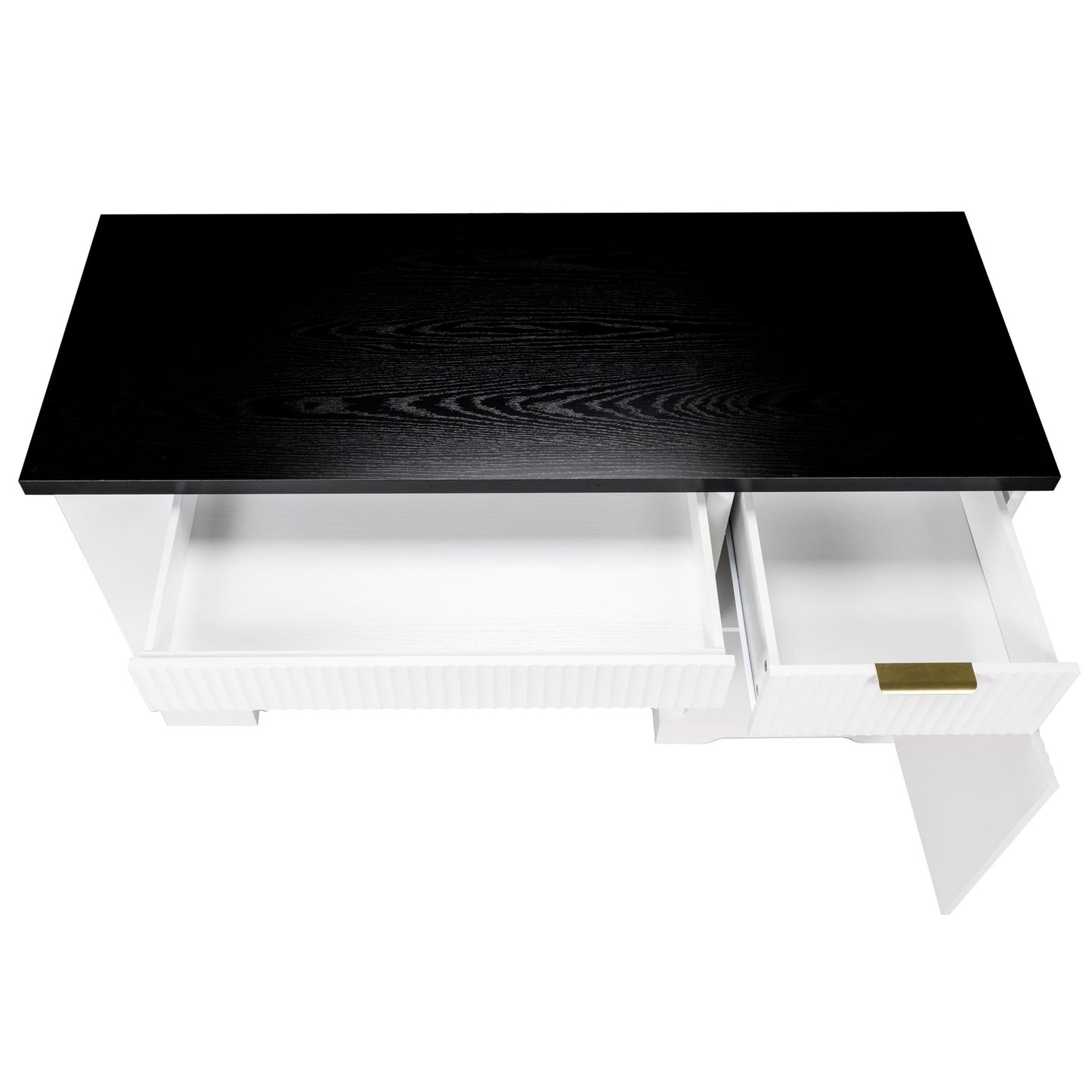 Modern Fluted Office Desk With Storage Cabinet