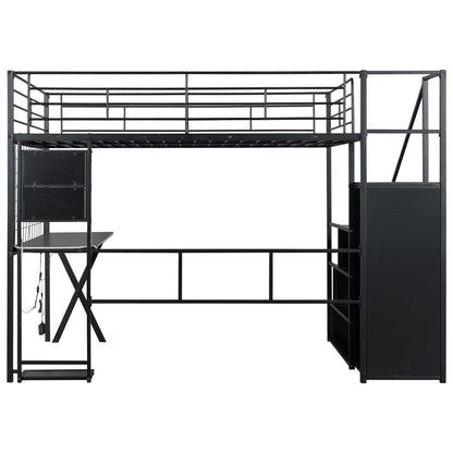 Loft Bed With Built In Work Station, Wardrobe, Storage Staircase And LED