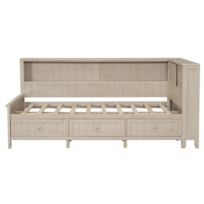 Daybed With Storage Shelves And 3 Drawers
