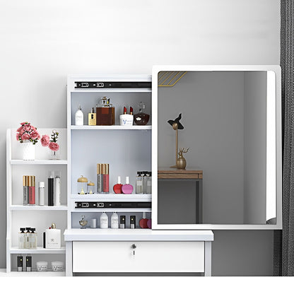 Vanity Desk With Mirror And Lights For Makeup And Chair Set With 3 Adjustable LED Lighting, 4 Drawers - White