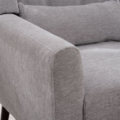 Modern Accent Chair, Arm Chairs For Living Room, Upholstered Mordern Armchair, Comfy Soft Padded Lounge Chair In Small Space, Bedroom, With Pillow, Solid Wood Leg