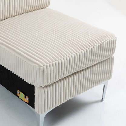Single Couch Modular Armless Accent Chair With Back Cushion