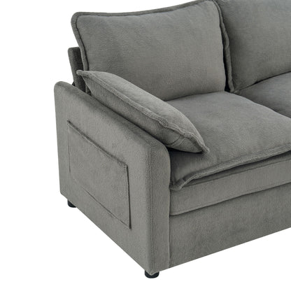 Modern Sofa Set With Double Layer Cushion And Side Storage Pockets