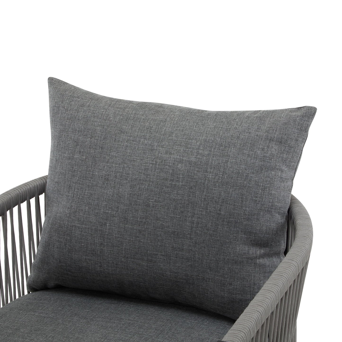 Modern Curved Aluminum Lounge Chair With Stylish Rope Weave Design And Cushioned Comfort For Outdoor