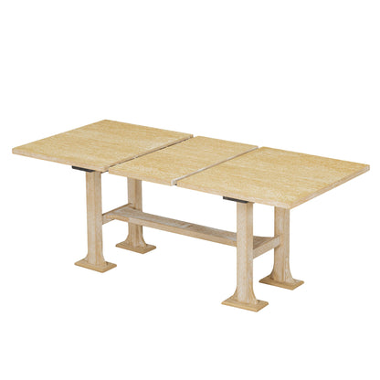 Topmax - 6 Piece Farmhouse Extendable Dining Table Set Trestle Kitchen Table Set With Removable Leaf And Upholstered Dining Chair And Bench For Dining Room