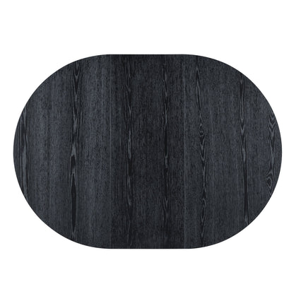 5 Piece Dining Set Extendable Round Table And 4 Chairs - Black / Oak